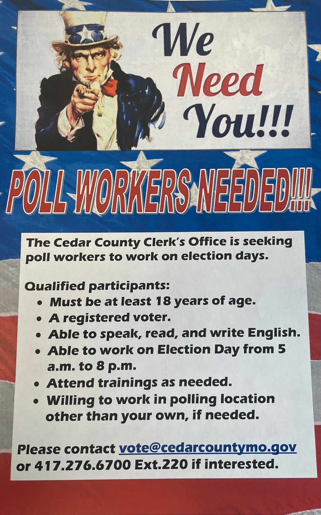 poll workers needed